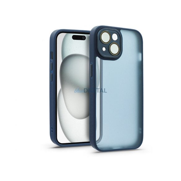 Husa din spate Apple iPhone 15 cu margine de protectie a camerei, sticla de protectie a lentilelor - Variete - albastru inchis