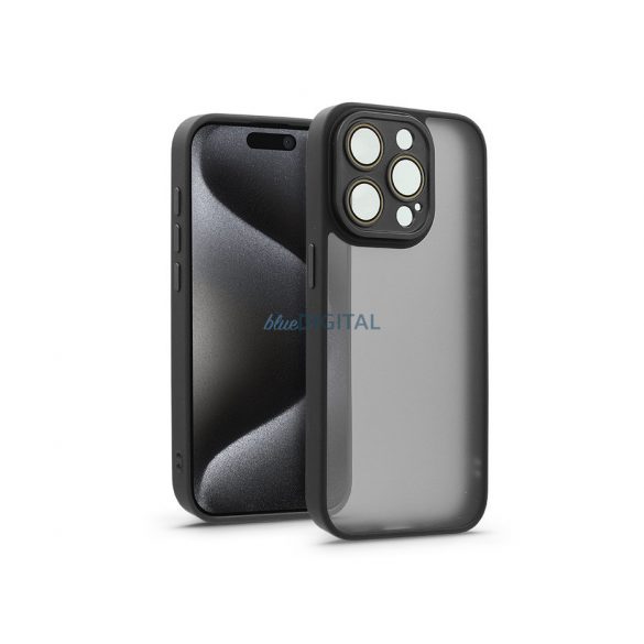 Husă din spate Apple iPhone 15 Pro cu margine de protecție a camerei, sticlă de protecție a obiectivului - Variete - negru