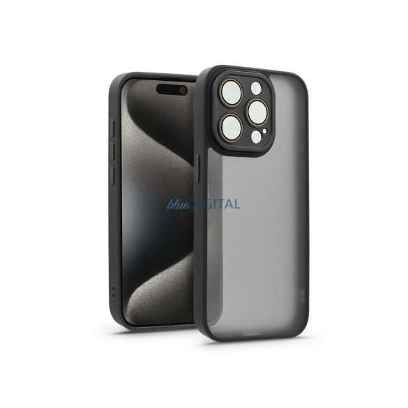 Husă din spate Apple iPhone 15 Pro Max cu margine de protecție a camerei, sticlă de protecție a obiectivului - Variete- negru