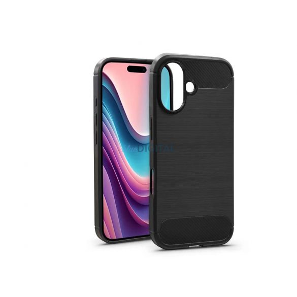 Haffner Carbon Silicon Case - Apple iPhone 16 - negru