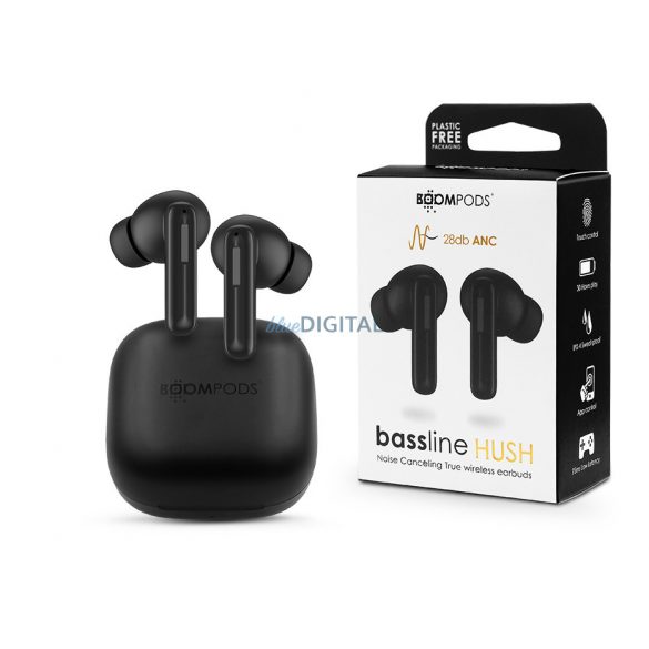 Căști stereo Bluetooth Boompods TWS v5.0 + carcasă de încărcare - Boompods Bassline Hush TWS cu carcasă de încărcare - negru