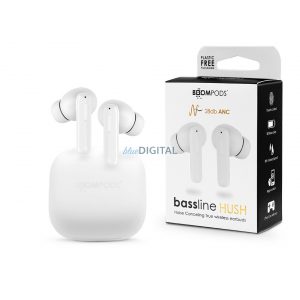 Căști stereo Bluetooth Boompods TWS v5.0 + carcasă de încărcare - Boompods Bassline Hush TWS cu carcasă de încărcare - alb