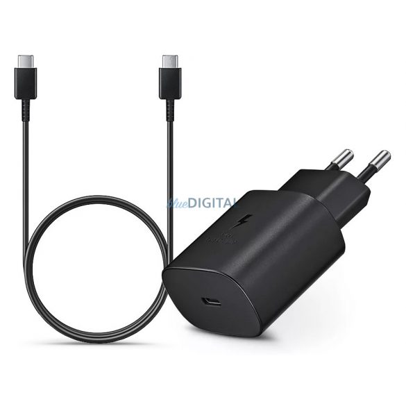 Adaptor încărcător AC Samsung cu intrare Type-C + 1 m cablu Type-C - Type-C - 25W - EP-TA800EBE + EP-DA705BBE - negru (ambalaj ECO)