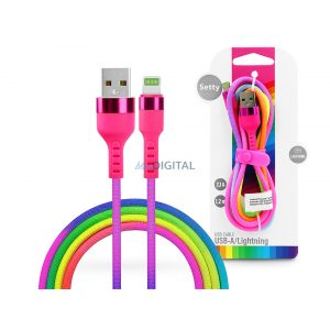 Setty USB - cablu de date și încărcare Lightning cu cablu de 1,2 m - Setty Rainbow - 5V/2.1A