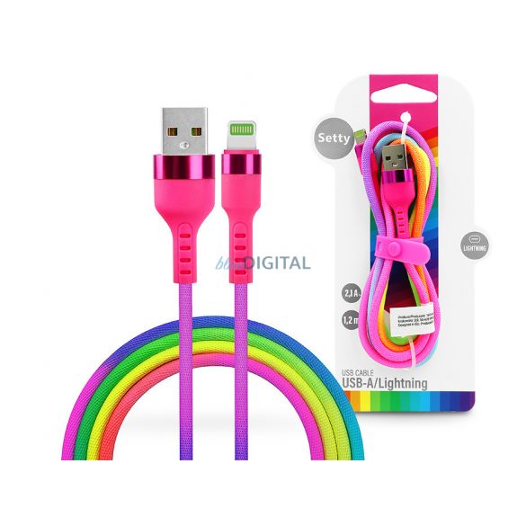 Setty USB - cablu de date și încărcare Lightning cu cablu de 1,2 m - Setty Rainbow - 5V/2.1A