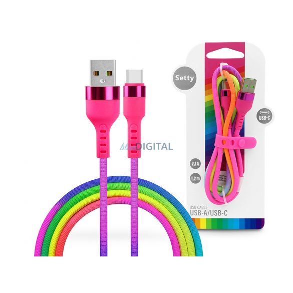 Setty USB - Cablu de date și încărcare USB Type-C cu cablu de 1,2 m - Setty Rainbow -5V/2.1A