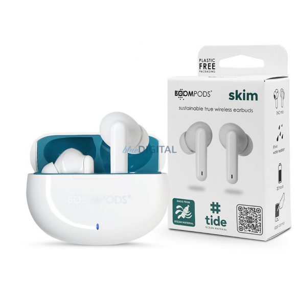 Căști stereo Bluetooth Boompods TWS v5.3 + carcasă de încărcare - Boompods Skim Ocean TWS cu carcasă de încărcare - alb