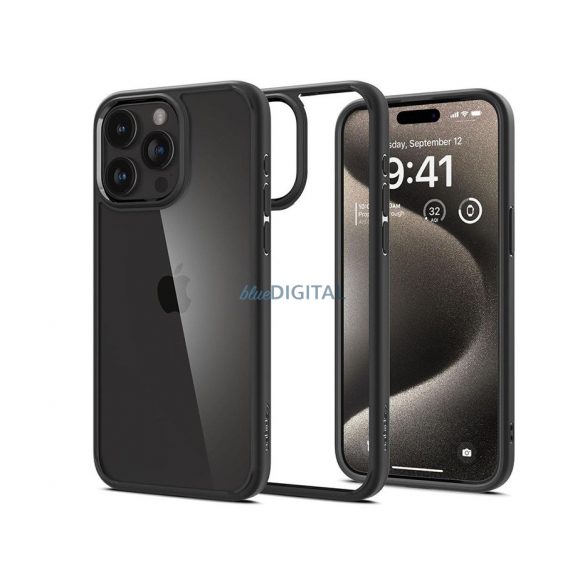 Husa din spate rezistenta la socuri Apple iPhone 15 Pro Max - Spigen Ultra Hybrid - neagra/transparenta