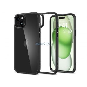 Husa din spate rezistenta la socuri Apple iPhone 15 Plus - Spigen Ultra Hybrid - neagra/transparenta