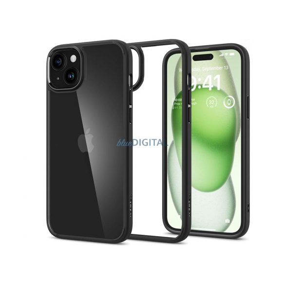 Husa din spate rezistenta la socuri Apple iPhone 15 Plus - Spigen Ultra Hybrid - neagra/transparenta