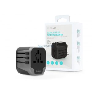 Adaptor de călătorie pentru încărcător global multifuncțional Devia (Marea Britanie/UE/SUA/SUA/Japonia/AU) - Încărcător global cu funcții multiple Devia - negru