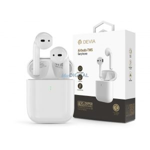 Căști stereo Bluetooth Devia TWS v5.3 + carcasă de încărcare - Căști wireless Devia Airbuds-TWS cu husă de încărcare - alb