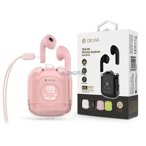 Căști stereo Bluetooth Devia TWS v5.3 + carcasă de încărcare - Căști wireless Devia TWS-M6 cu husă de încărcare - roz