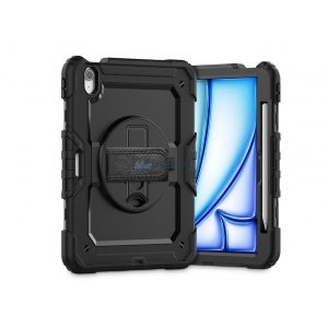 Husă pentru tabletă Apple iPad Air 6 (2024) 11.0 rezistentă la șocuri cu protecție la 360 de grade, sticlă de protecție a afișajului 4H - Tech-Protect Solid 360 - negru (ambalaj ECO)