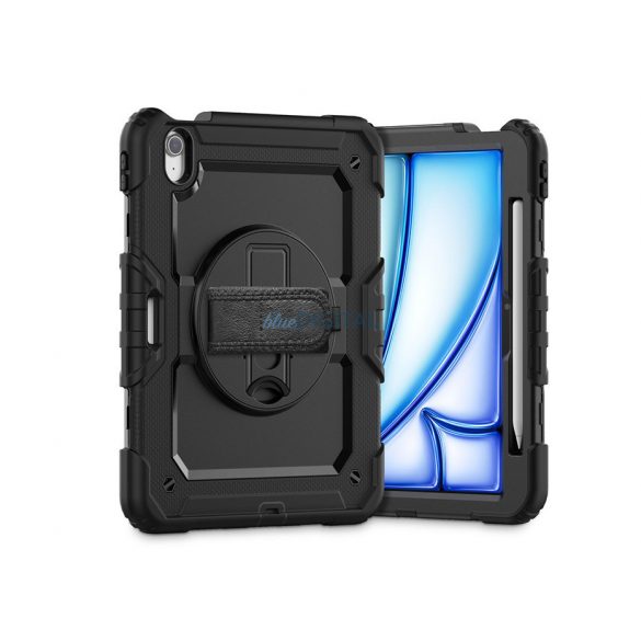 Husă pentru tabletă Apple iPad Air 6 (2024) 11.0 rezistentă la șocuri cu protecție la 360 de grade, sticlă de protecție a afișajului 4H - Tech-Protect Solid 360 - negru (ambalaj ECO)