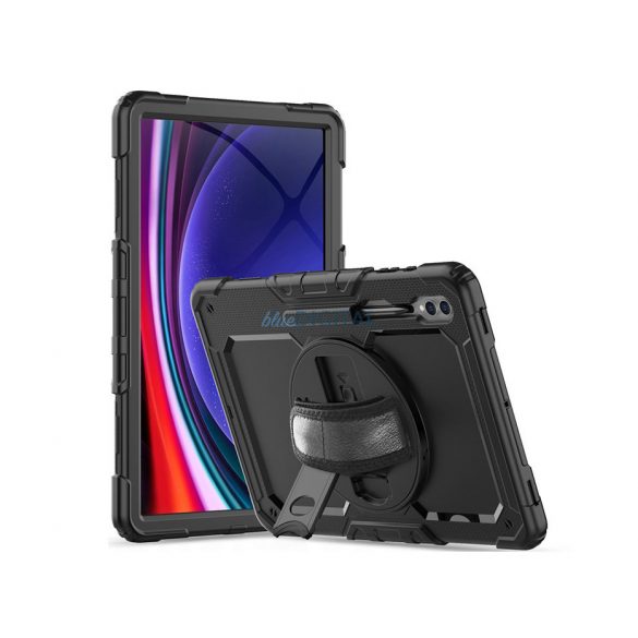 Samsung X900/X906 Galaxy Tab S8 Ultra 14.6 / X910/X916B Galaxy Tab S9 Ultra 14.6Husărezistentă la impact pentru tabletă cu protecție la 360 de grade, ecran protecțiedin sticlă 4H - Tech-Protect Solid - negru (ambalaj ECO)