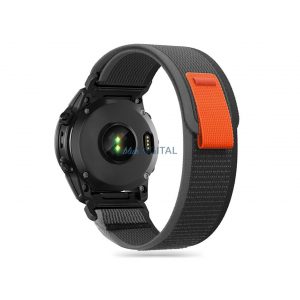 Curea de ceas din nailon Garmin Fenix ​​​​5 / 6 / 6 Pro / 7 - negru/portocaliu (ambalaj ECO)