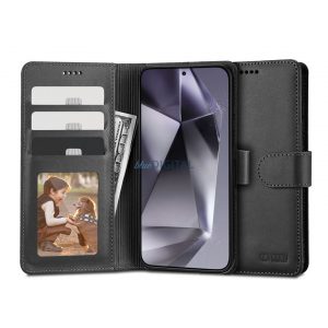 Husă Samsung SM-S921 Galaxy S24 cu deschidere laterală - Tech-Protect Wallet Flip - neagră