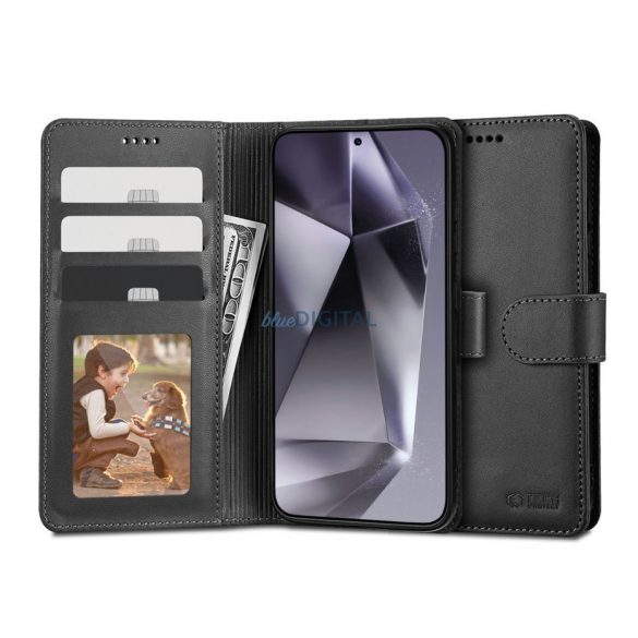 Husă Samsung SM-S921 Galaxy S24 cu deschidere laterală - Tech-Protect Wallet Flip - neagră