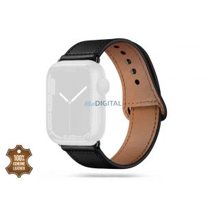 Curea de ceas din piele naturală Apple Watch - Tech-Protect Leatherfit - 42/44/45/49 mm - negru