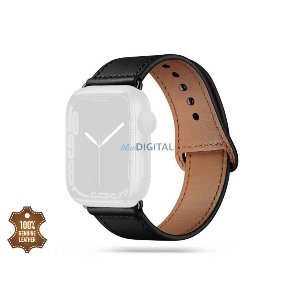 Curea de ceas din piele naturală Apple Watch - Tech-Protect Leatherfit - 42/44/45/49 mm - negru