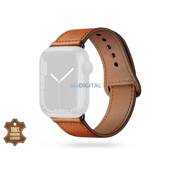 Curea de ceas din piele naturală Apple Watch - Tech-Protect Leatherfit - 42/44/45/49 mm - maro