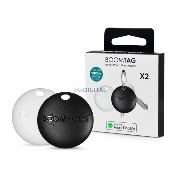 Tracker bluetooth Boompods AirTag - Boompods Boomtag - 2 buc/pachet - negru/alb