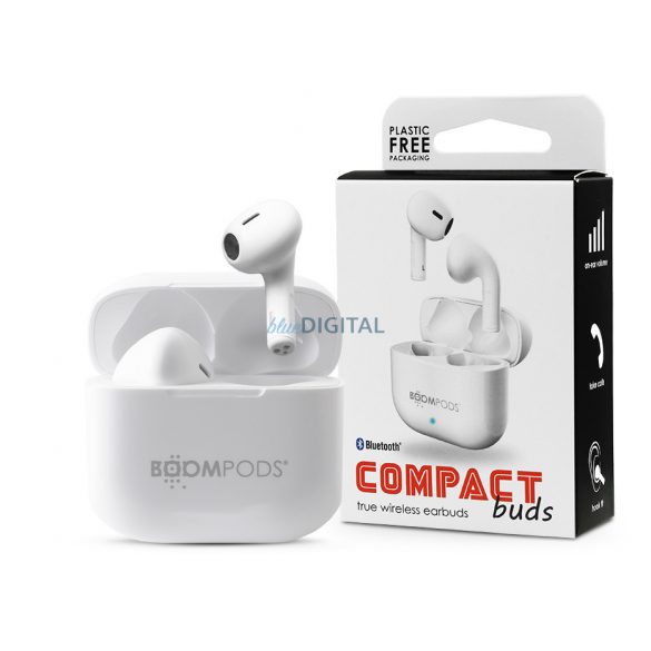 Căști stereo Bluetooth Boompods TWS v5.0 + carcasă de încărcare - Boompods Compact Buds TWS cu carcasă de încărcare - alb