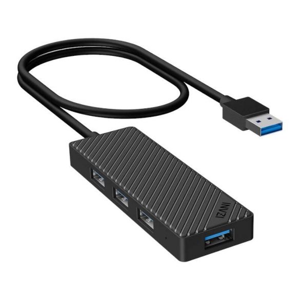 Hub adaptor 4 în 1, INVZI, MH04, 4x USB 3.0 (negru)