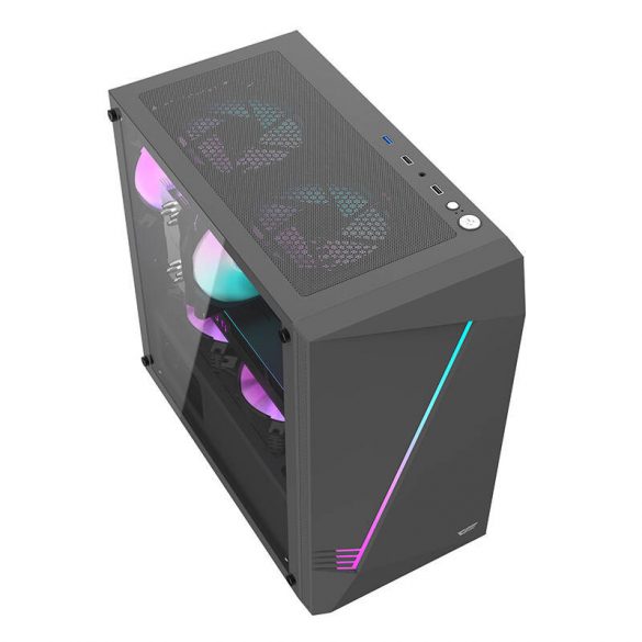 Carcasa computer Aigo AL390 + ventilator RGB (negru)