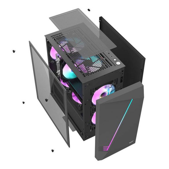 Carcasa computer Aigo AL390 + ventilator RGB (negru)