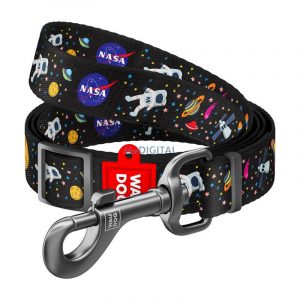 Waudog lesă de nylon pentru câini, model "NASA", 25 mm lățime, 152-183 cm lungime