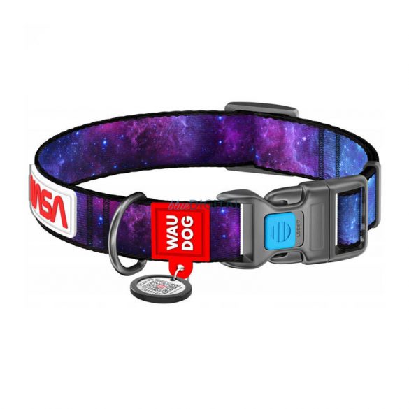 Waudog "NASA21" guler din nylon cu cod QR, mărimea M, lățimea 20 mm