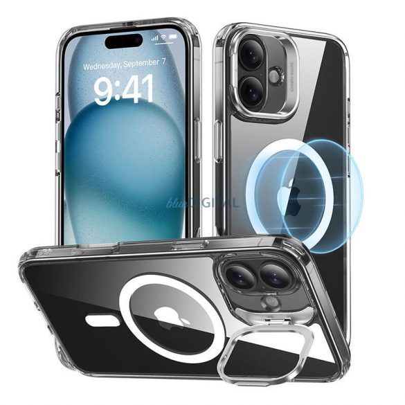 ESR Classic Hybrid (HaloLock) carcasă cu suport pentru iPhone 16 - transparent