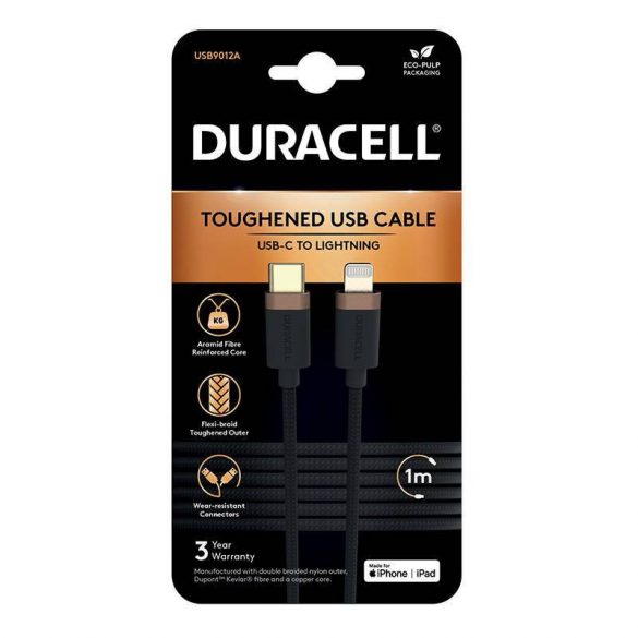 Cablu Duracell USB-C pentru Lightning 1m (negru)