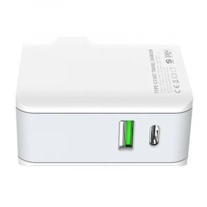 Încărcător de rețea LDNIO A4403C cu conector 1xUSB-A și 1xUSB-C și cablu USB-A - Lightning max. 20W alb