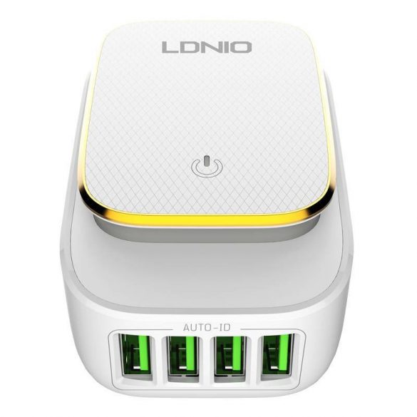 LDNIO A4405 4USB, lampă LED Încărcător de perete + cablu Lightning