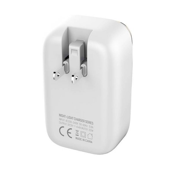 Încărcător de rețea LDNIO A4405 și lampă LED cu conector 4xUSB-A și cablu USB-A - tip C 4,4A alb