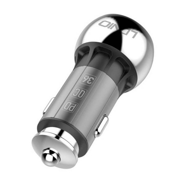 Încărcător auto LDNIO C1 cu conector 1xUSB-A și 1xUSB-C și cablu USB-A - Lightning