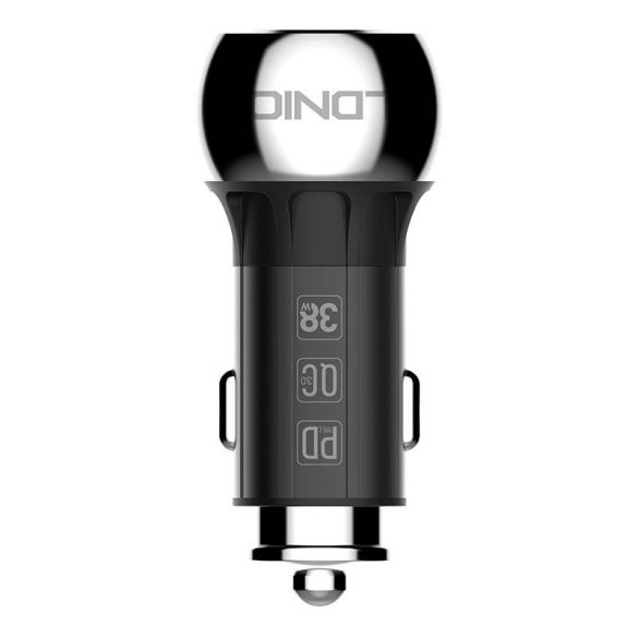 Încărcător auto LDNIO C1 cu conector 1xUSB-A și 1xUSB-C și cablu tip C - Lightning