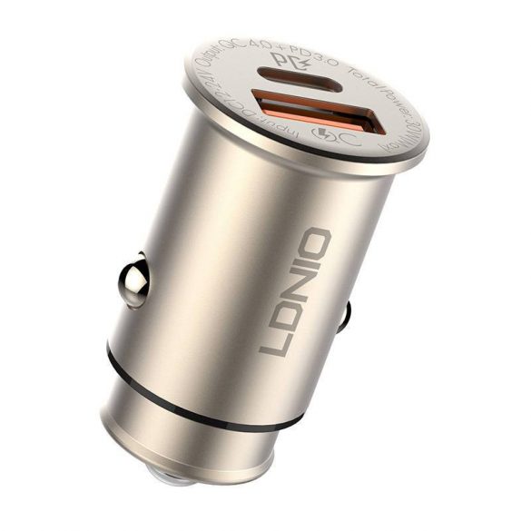 Încărcător auto LDNIO C506Q cu conector 1xUSB-A și 1xUSB-C și cablu USB-A - Lightning