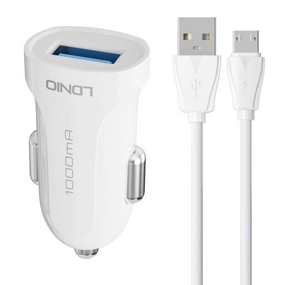 Încărcător auto LDNIO DL-C17 cu conector 1xUSB-A și cablu USB-A - microUSB