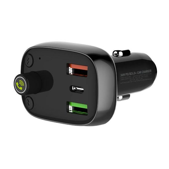 Încărcător auto LDNIO C704Q și transmițător FM cu conector 1xUSB-A și 1xUSB-C și cablu USB-A - tip C