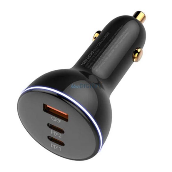 Încărcător auto LDNIO C102 cu conector 1xUSB-A și 1xUSB-C și cablu Type-C - Type-C