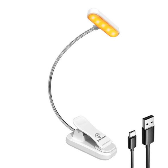 Lampă fără fir Glocusent ET-Head cu clips pentru carte, temporizator USB-C 650mAh (alb)