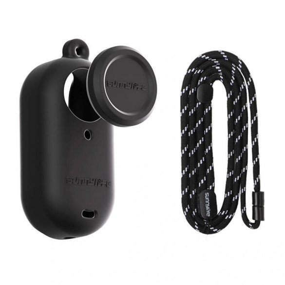 Husă din silicon cu lesă Sunnylife pentru Insta360 GO 3S (neagră)