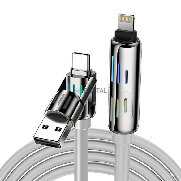 BlitzWolf BW-HDC6 Cablu USB-A/Type-C - Type-C/Lightning 240W 1.2m - gri