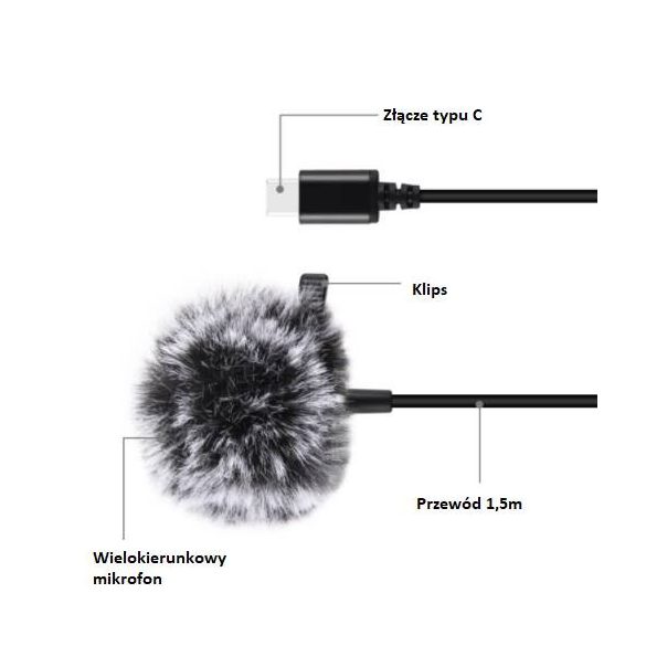 Conector microfon Puluz PU425 1.5m USB-C / Type-C