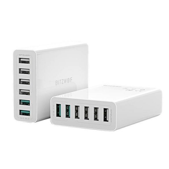 6x USB încărcător Blitzwolf BW-S15, QC 3.0, 60W (alb)