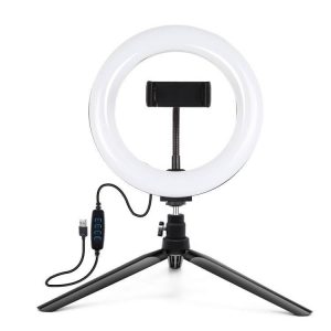 Lampa inel / suport LED Puluz cu suport telefon de 20 cm PKT3073B